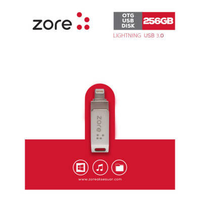 Zore 3.0 Lightning Metal OTG 256 GB - Zore
