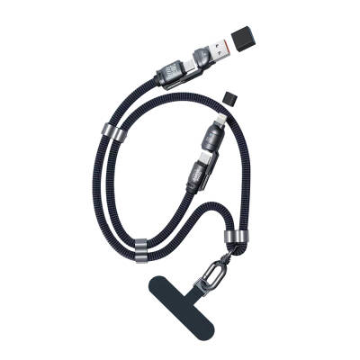 Zore 4in1 Çoklu USB-A+Type-C to Type-C+Lightning Askı İpi Tasarımlı Şarj ve Data Kablosu 240W 70cm - Zore