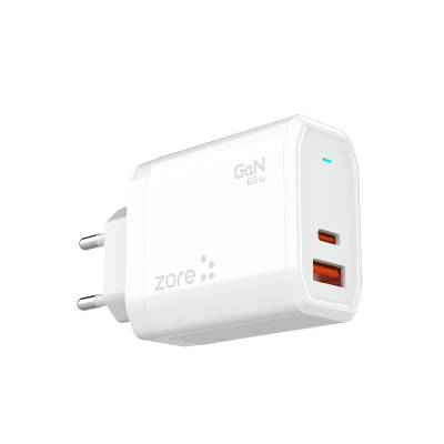 Zore Always-01 GaN Tech Type-C PD4.0 USB-A QC3.0 Hızlı Şarj Özellikli Seyahat Şarj Başlığı 65W - Zore