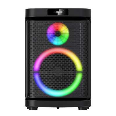 Zore GD-1019 Dijital LED Göstergeli Çift Mikrofonlu RGB TWS 10 inç Stereo Bass Kablosuz Karaoke Hoparlör - Zore
