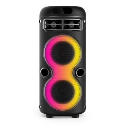 Zore GD-2402 Digital LED Indicator, FM Radio, Microphone, RGB TWS Dual 4 inch Stereo Bass Wireless Karaoke Speaker - Zore
