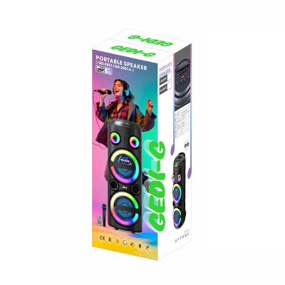 Zore GD-2851 Dijital LED Göstergeli FM Radyolu Mikrofonlu RGB TWS Çift 8 inç Stereo Bass Kablosuz Karaoke Hoparlör - 2