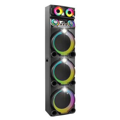 Zore GD-3127 RGB TWS Triple 12-inch Stereo Bass Wireless Karaoke Speaker with Digital LED Display and Microphone - Zore