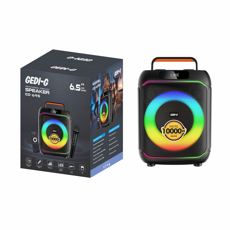 Zore GD-695 Digital LED Display Microphone RGB TWS 6.5 inch Stereo Bass Wireless Karaoke Speaker - 2