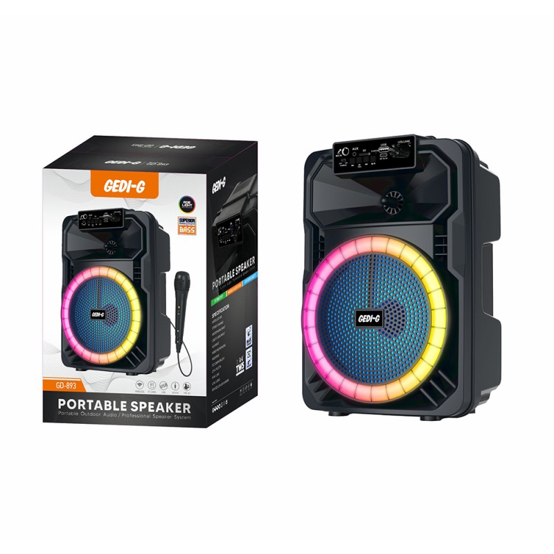 Zore GD-893 RGB TWS 8 inch Stereo Bass Wireless Microphone Karaoke Speaker - 4