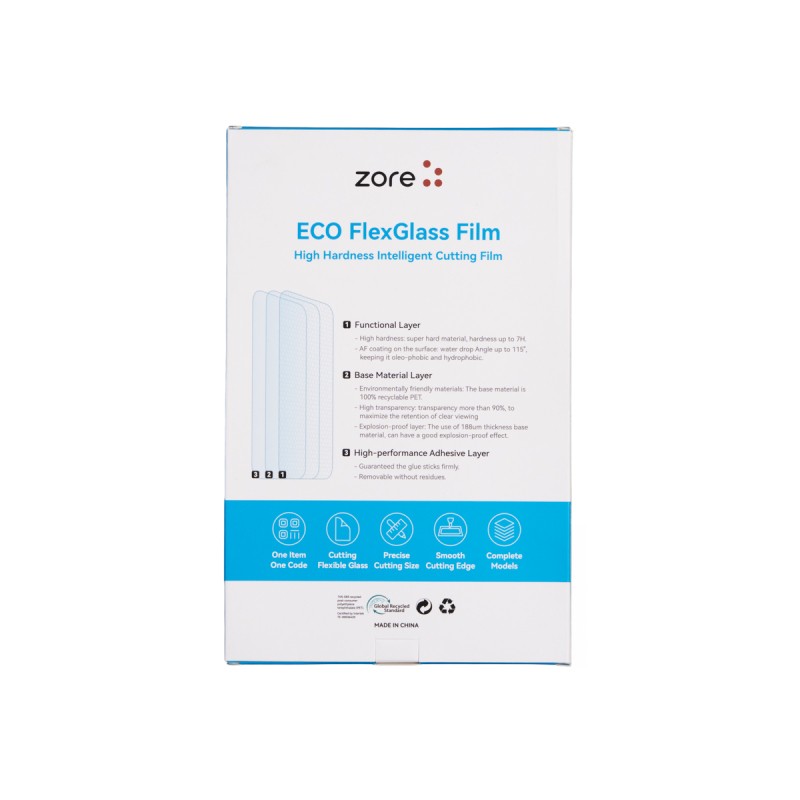 Zore High Hardness 7H Flexible Nano Glass Film 196mm x 125mm 10 Adet - 3