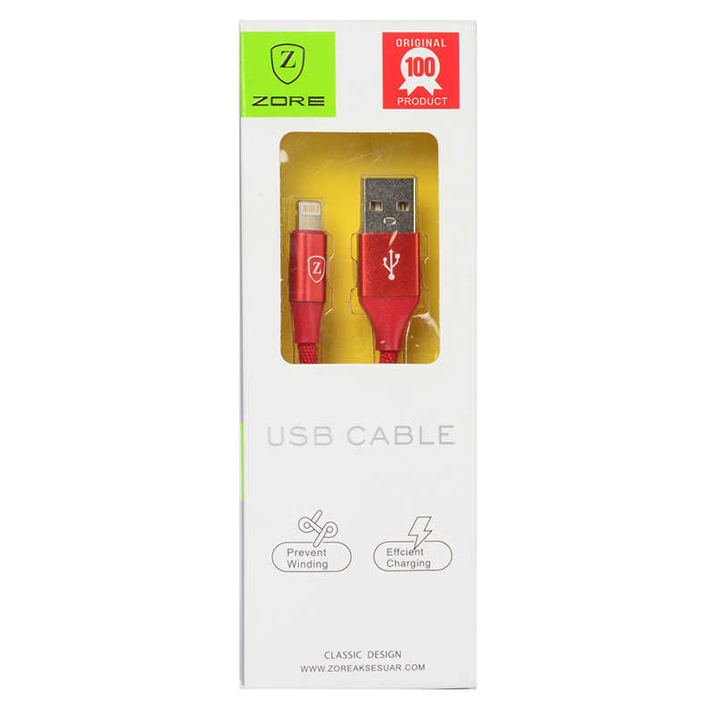 Zore Metal Uçlu Lightning Usb Kablo - Kırmızı