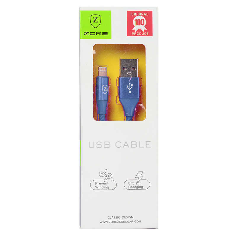 Zore Metal Uçlu Lightning Usb Kablo - Mavi