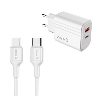 Zore Play Series PL07 Type-C to Type-C 2in1 PD Travel Charger 20W - Zore
