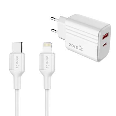 Zore Play Series PL08 Type-C to Lightning 2in1 PD Travel Charger 20W - Zore