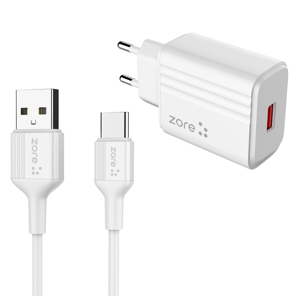 Zore Play Serisi PL1 Type-C 2in1 Seyahat Şarj Aleti 12W - Beyaz