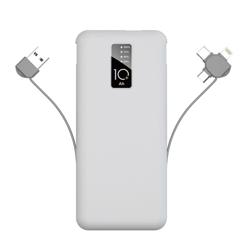 Zore PW-05 Hızlı Şarj Led Göstergeli Micro Lightning Type-C Kablolu Taşınabilir Powerbank 10000mAh - Beyaz