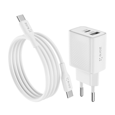 Zore Titan Series ZT05 Type-C to Type-C 20W Travel Charger Kit 1M - Zore
