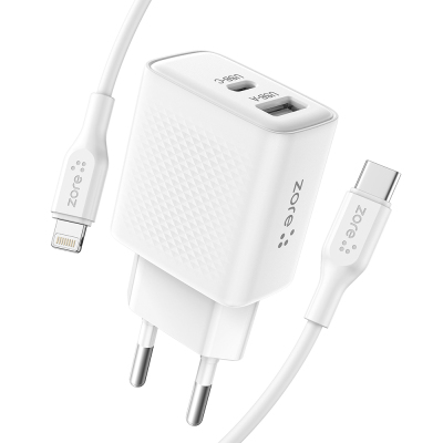 Zore Titan Series ZT06 Type-C to Lightning 20W Travel Charger Kit 1M - Zore