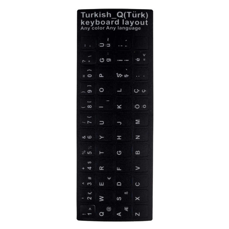 Zore Türkçe Karakter Klavye Tuş Koruyucu Sticker - Siyah