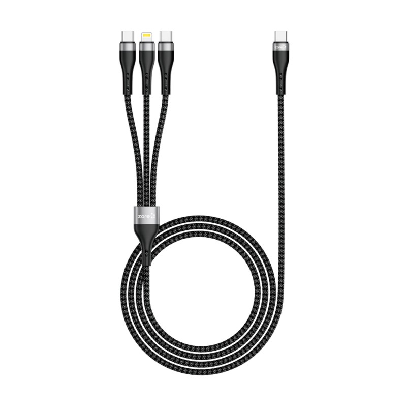 Zore ZR-45 3in1 USB-C to Lightning - Type-C - Type-C Charging and Data Cable 20W 1.5M - 2